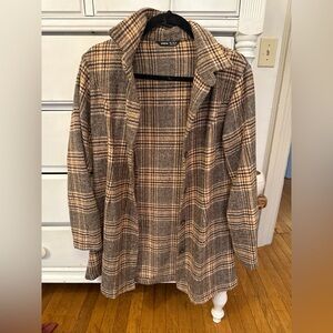 SHEIN Brown Plaid Blazer